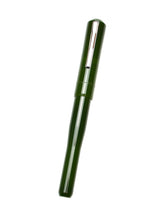Load image into Gallery viewer, A sleek, glossy Franklin-Christoph Model 02 Intrinsic in Vintage Green with silver clip rests diagonally on white.
