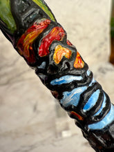 Load image into Gallery viewer, Close-up of a Franklin-Christoph 03 A.A. Vacaharat Cathedral of Nature pen with stained glass swirls, blurred background.