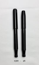 Load image into Gallery viewer, Two Franklin-Christoph legacy fountain pens stand upright on white, labeled “1 F-C Fountain Pen Comparison.”.