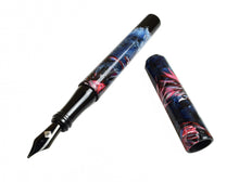 Load image into Gallery viewer, Franklin-Christoph 03M A.A. Vacharat Murder of Crows fountain pen, blue &amp; pink marbled barrel and cap.