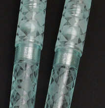 Load image into Gallery viewer, Two Franklin-Christoph Model 03M Antique Glass Diamond Etched pens, shown on a black background.