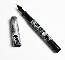 Load image into Gallery viewer, 03M City Rain by A.A. Vacharat, Franklin-Christoph—black gothic pen, umbrella art, Pen World feature, uncapped.