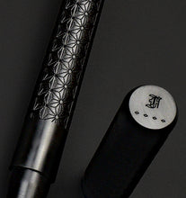 Load image into Gallery viewer, Franklin-Christoph 03M Artisan Delrin Kumiko: black pen with geometric pattern, ornate F cap, stylishly engraved.