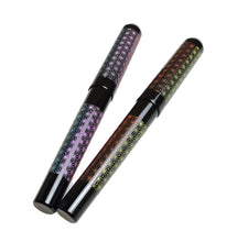 Load image into Gallery viewer, Two Franklin-Christoph Model 03M Rainbow Kumiko pens showcase vibrant patterns on black barrels with white accents.