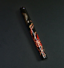 Load image into Gallery viewer, Franklin-Christoph Model 03M Maki-e Eel vs Octopus pen in black features red and gold artwork, Small Edition.