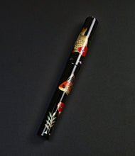 Load image into Gallery viewer, The Franklin-Christoph Model 03M Maki-e Goldfish Small Edition features koi and plant art on a sleek, dark pen body.