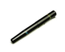 Load image into Gallery viewer, Franklin-Christoph Model 19 Fountain Pen in Black Cathedral with shell inlays, shown on a white background.