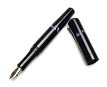 Load image into Gallery viewer, Franklin-Christoph Model 19 Fountain Pen—Black &amp; Smoke, #6 nib, silver cap, durable acrylic; shown on white.