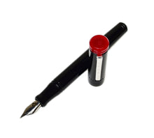 Load image into Gallery viewer, Franklin-Christoph Model 20 Marietta Fountain Pen in black &amp; red with silver nib on a white background.