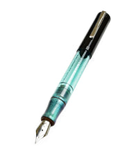Load image into Gallery viewer, Franklin-Christoph Model 20 Marietta Black Sea Glass Andromeda SE fountain pen with silver nib, shown on white.