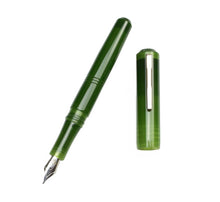 Load image into Gallery viewer, Franklin-Christoph Model 31 Omnis Jade fountain pen uncapped, silver nib and cap on a white background.