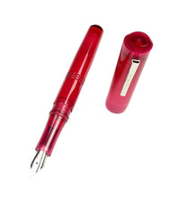 Load image into Gallery viewer, Franklin-Christoph Model 31 Omnis Fountain Pen in Ruby with HPSteel nib, uncapped on a clean white background.