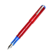 Load image into Gallery viewer, Franklin-Christoph Model 31 Fountain Pen in Venetian Red Maya Blue, silver clip, #6 nib, hard acrylic, white background.