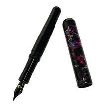 Load image into Gallery viewer, A Franklin-Christoph 40M - A.A. Vacharat - Murder of Crows pen with a floral cap rests on a white background.