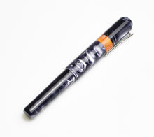 Load image into Gallery viewer, Franklin-Christoph Model 40 Panther Fountain Pen - Smoke &amp; Orange SE with silver clip and Diamondcast band on white.