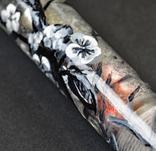 Load image into Gallery viewer, Close-up of Franklin-Christoph 46 A.A. Vacharat - Gothic Blossoms pen with floral design on a dark textured surface.
