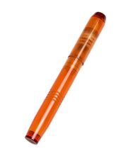 Load image into Gallery viewer, Franklin-Christoph Model 46 Cor FP - Amber Orange &amp; Maroon, #6 nib, translucent barrel/cap on a white background.