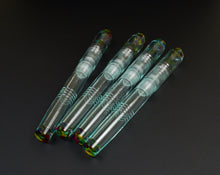 Load image into Gallery viewer, Four Franklin-Christoph Model 46 Cor FPs in Antique Glass &amp; Cathedral acrylics are aligned on a black backdrop.