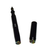 Load image into Gallery viewer, Franklin-Christoph Model 46 Cor FP Black Cathedral: capless, both ends show a vibrant fine art-inspired iridescent design.