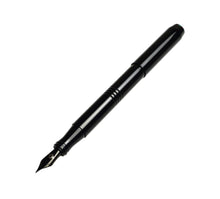 Load image into Gallery viewer, A Franklin-Christoph Model 46 Cor FP Black Cathedral pen, uncapped with metal nib, is shown on a white background.