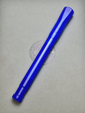 Load image into Gallery viewer, A Franklin-Christoph Model 50 Grandis Fountain Pen in Caribbean Blue lies on gray with a circular emblem behind.
