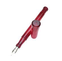 Load image into Gallery viewer, Franklin-Christoph Model 50 Grandis Ruby fountain pen with shiny nib, cap off, shown beside it on white background.