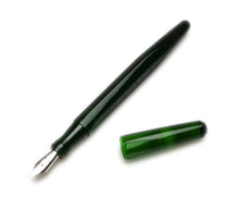 Load image into Gallery viewer, Franklin-Christoph Model 66 Septagonal Fountain Pen - Emerald, uncapped, on a white background.