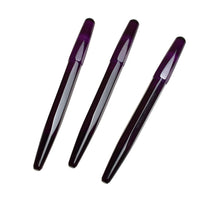 Load image into Gallery viewer, Three capped purple pens next to a Franklin-Christoph Model 66 Amethyst fountain pen on a white background.