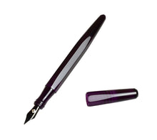 Load image into Gallery viewer, A Franklin-Christoph Model 66 Septagonal-Amethyst fountain pen, uncapped, sits on a white background.