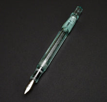 Load image into Gallery viewer, Franklin-Christoph Model 66 Septagonal Fountain Pen - Antique Glass, silver nib, angled bottom left to top right.
