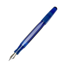 Load image into Gallery viewer, The Franklin-Christoph Model 66 Septagonal Sapphire fountain pen with silver nib, shown diagonally on white.