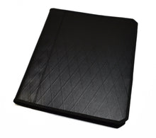 Load image into Gallery viewer, Franklin-Christoph FCX Sailcloth Padfolio, black with diamond pattern, shown closed on a white background.