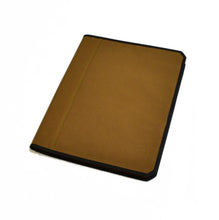 Load image into Gallery viewer, A closed Franklin-Christoph Scottish Canvas Padfolio with black trim lies on white, offering a stylish vegan choice.