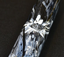 Load image into Gallery viewer, 03M A.A. Vacharat Flowers on Black by Franklin-Christoph: greyscale florals on a textured black acrylic base.