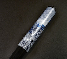 Load image into Gallery viewer, Franklin-Christoph 40M A.A. Vacharat Mountain Winter Castle pen, black, hand-painted with a blue-roofed castle scene.