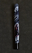 Load image into Gallery viewer, Franklin-Christoph 03M A. A. Vacharat - City Gothic 1: Hand-painted bat with cityscape, red figure, dark textured surface.