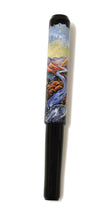 Load image into Gallery viewer, Franklin-Christoph 40M A. A. Vacharat Autumn Fox: black pen with autumn mountains, trees, river, and fox design.