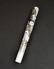 Load image into Gallery viewer, Franklin-Christoph 03M A.A. Vacharat Flowers on Snow fountain pen, unique greyscale floral acrylic, dark surface.