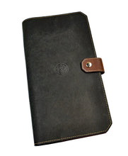 Load image into Gallery viewer, Franklin-Christoph ETN - Italian Leathers: Black leather journal with brown snap, ideal for fountain pens or travel.