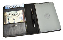 Load image into Gallery viewer, Franklin-Christoph FCX Sailcloth Padfolio with notepad, pen, and two Nibbage pamphlets for organized storage.
