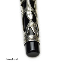 Load image into Gallery viewer, Close-up of a Franklin-Christoph Model 03M Fiori di Christoph LE FP with ornate sterling silver overlay.