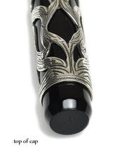 Load image into Gallery viewer, Franklin-Christoph Model 03M Fiori, limited edition FP: black cap, sterling silver overlay. Text: cap bottom left.