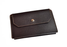Load image into Gallery viewer, Franklin-Christoph Index Card Holder - Snapped, black leather with white stitching and silver snap on white background.