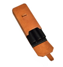 Load image into Gallery viewer, Franklin-Christoph New Penvelope 3: Italian leather pen case with open flap, holds 3 pens in removable inserts.