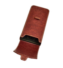 Load image into Gallery viewer, Franklin-Christoph New Penvelope 3: brown Italian leather, black interior, 2 slots, flap open, removable inserts.