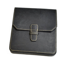 Load image into Gallery viewer, Franklin-Christoph Penvelope 6: black Italian leather, tan stitching, front buckle, vegetable-tanned construction.