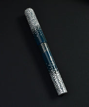 Load image into Gallery viewer, Franklin-Christoph Model 03M Rankaku Small: black pen with white crackle, gold trim, inspired by rankaku artistry.