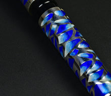 Load image into Gallery viewer, Model 03M Onde d’Acqua FP by Franklin-Christoph with blue/silver pattern and sterling overlay on a dark background.
