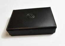 Load image into Gallery viewer, Franklin-Christoph Playing Card Case - Napa Leather with stitched edges and embossed lid, shown on white background.