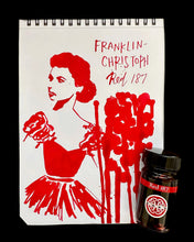 Load image into Gallery viewer, A red ink sketch of a woman on a notepad beside a bottle of Franklin-Christoph Bottled Ink.